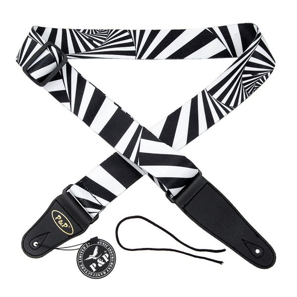 

black and white stripes guitar strap for bass electric acoustic parts leather end soft