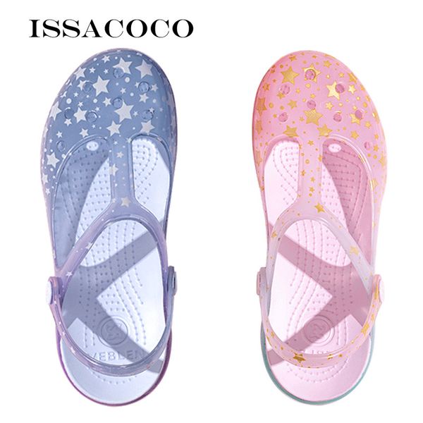 

issacoco women's jelly sandals shoes casual sandals garden women fashion slippers women beach shoes slipper crocse, Black