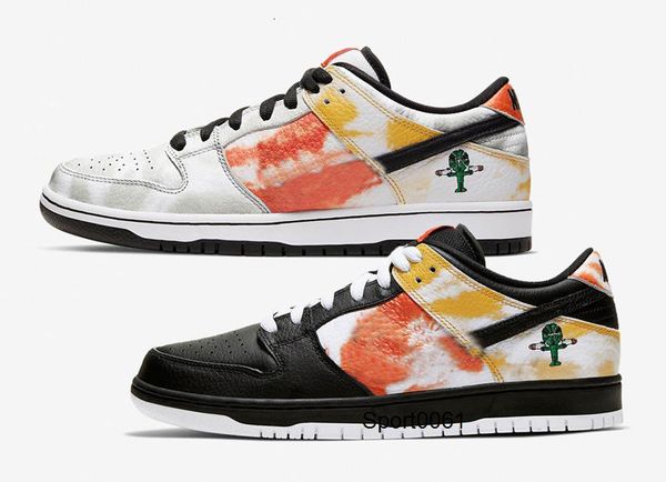 

new men women sb dunk low home raygun tie-dye dunks away running shoes black orange flash casual mens sports trainers sneakers