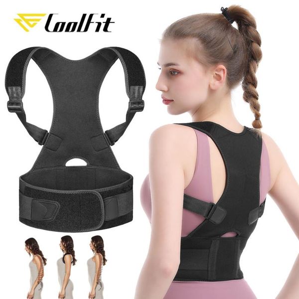 

back support coolfit posture corrector brace shoulder belt for men women braces & supports s-xxl, Black;blue