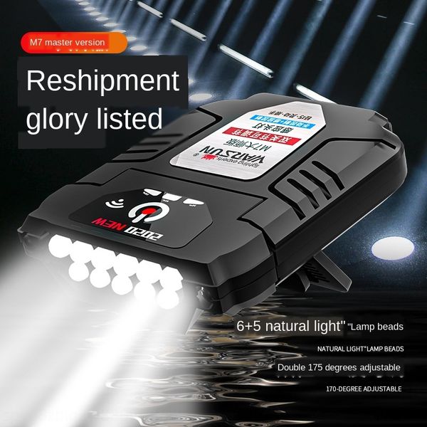 

nquda wolfson m7 induction hat lamp fishing charging strong light headlights headlights super bright head-mounted hat brim night fishing hea