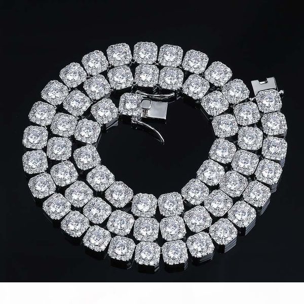

10мм ширина hiphop bling цепи mens 18k позолоченный micro pave циркон ожерелья медь подарок ювелирных изделий, Silver