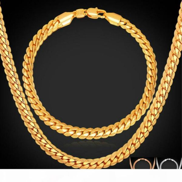 

gold rose gold color chain for men necklace bracelet set fashion men jewelry sets wholesale ing, Silver