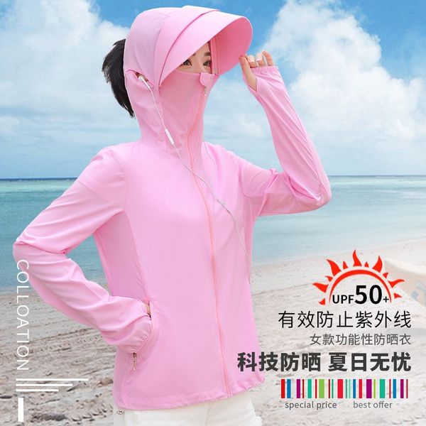 

2019 new coat sunscreen women's short korean style all-match sunscreen clothes uv protection clothes thin coat, Gray;blue