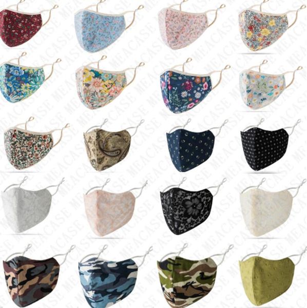 

23 colors cotton face mask washable reusable double layers lace floral camouflage breathable masks for outdoor sports women ladies d71516