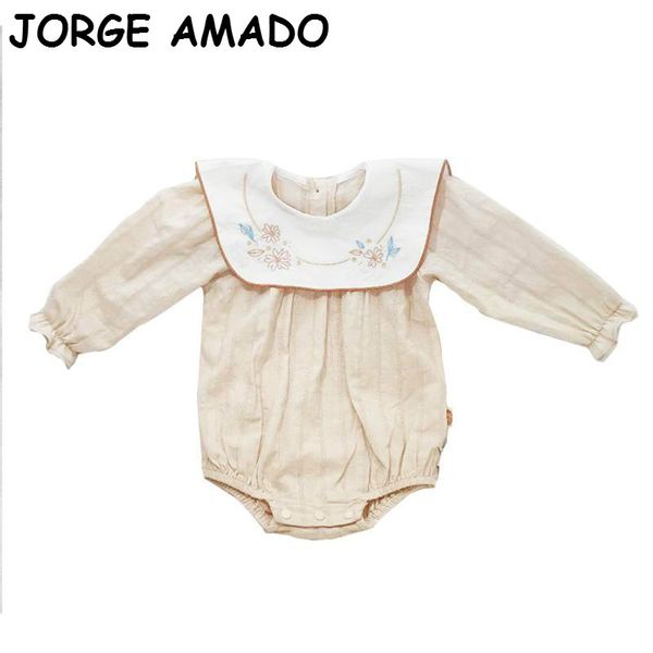 

2020 весна осень baby girl bodysuits девочка милые вышитые ромпер комбинезоны хлопок комбинезонов babygirl одежда e8001, Blue