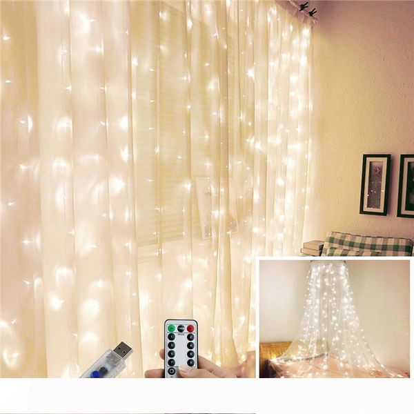 

3m светодиодного занавес лампа теплая белые рождественские гирлянды пульт дистанционного управление usb фея света гирлянда спальня украшения
