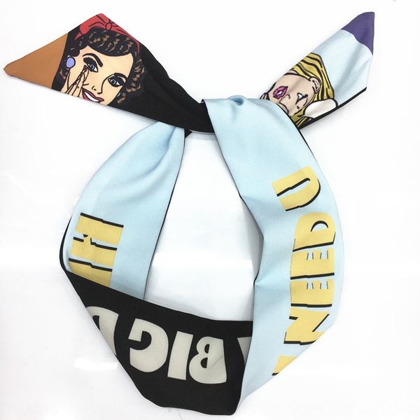 

new style cartoon girl wide side cross wire headscarf hair band chic style simple series hair band headscarf, Slivery;white