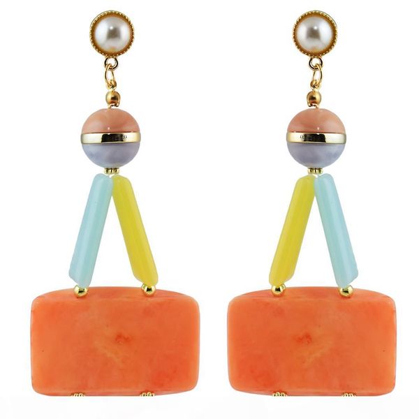 

e idealway trendy bohemian style resin drop earrings for women design jewelr, Golden