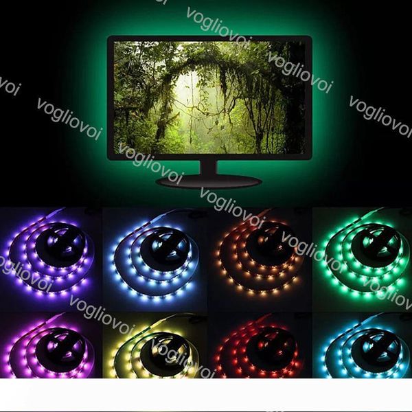 

led strip dc5v usb 5050 rgb 1m 2m 5m 30leds m with 24 44key controller for tv background lighting non waterproof set epacket