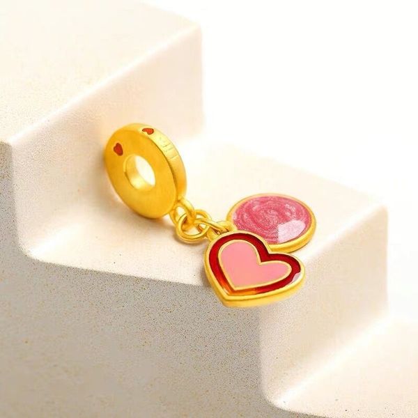 

gold sand love pendant diy transfer beads bracelet female diy beads bracelet gold-plated pendant 3d hard gold fashion, Silver