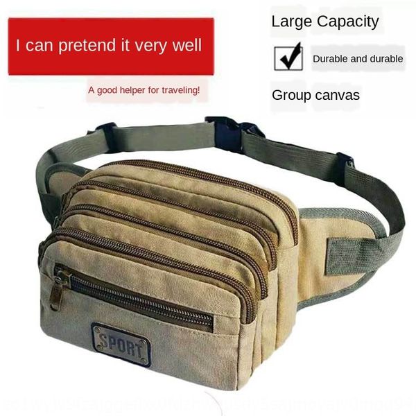 

2020 new canvas cashier sports waist men's canvas running running bag large capacity storage belly waist bag men's