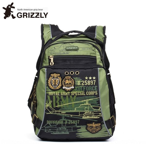 

grizzly pupil male schoolbag for grade 1-5 cartoon waterproof for 6-12 years old bag backpack backpack