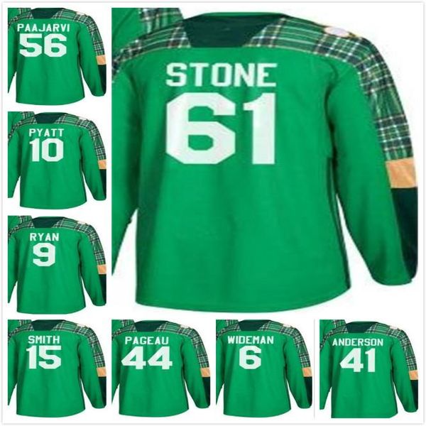 

ottawa senators blank jean-gabriel pageau 15 zack smith 9 bobby ryan 56 magnus paajarvi 10 tom pyatt green st. patricks day hockey jersey, Black;red