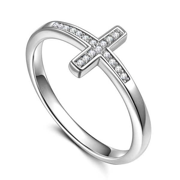 

fashion jewely cross ring micro zircon copper plated silver ring