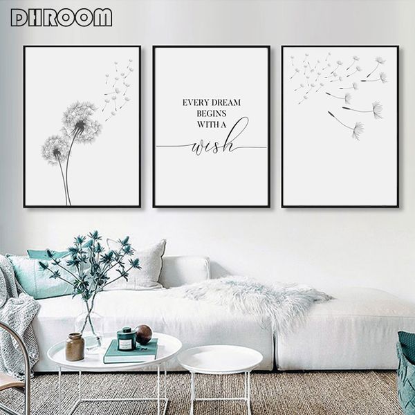 

dandelion wall art canvas painting make wish dandelion poster prints nordic style minimalist living room bedroom nursery decor