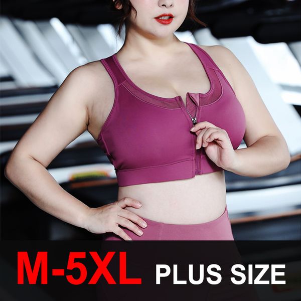 

5xl sports bra with zipper women shockproof fitness gym shirt yoga bra sportswear push up brassiere big sports bras plus size, White;black