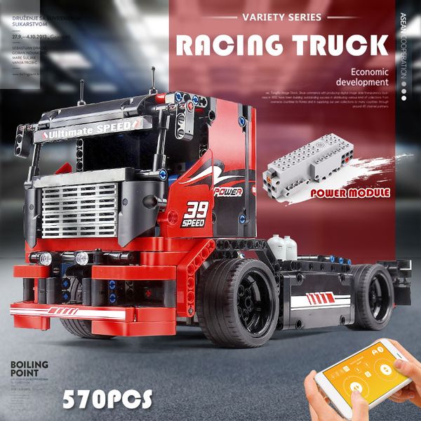 MouldKing 15002 570+pcs Caricabile Rosso Camion Da Corsa Blocchi di Costruzione Telecomando Technic Serie 42041 Mattoni Bambini Regali Di Natale Giocattoli Di Compleanno Per Bambini