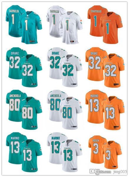 

men women youth miami dolphins 13 dan marino 32 kenyan drake 80 danny amendola 3 josh rosen 1 tua tagovailoa custom football jerseys, Black;red
