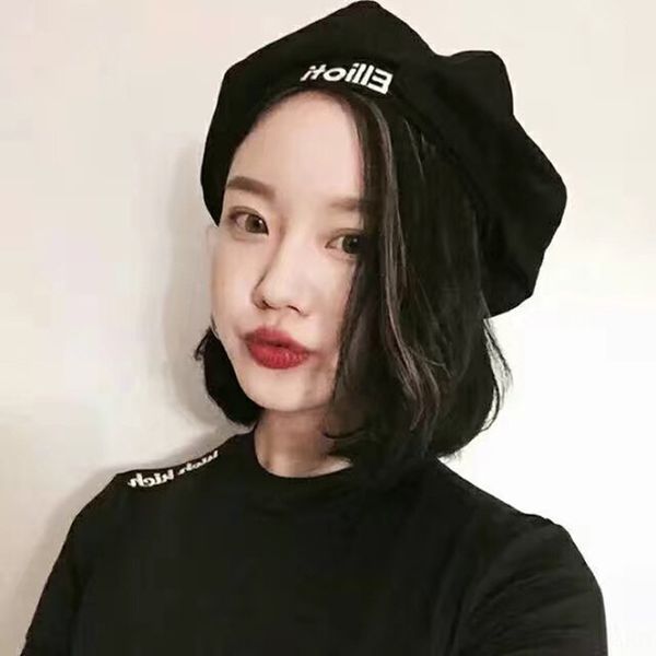 

63rwl korean style all-match suede letter beret zitian men and women painter octagonal beret octagonal hat solid color pumpkin painter hat t, Blue;gray