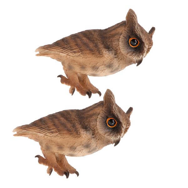 

2pcs simulation owl wild animal model figure kids educational toy home decor
