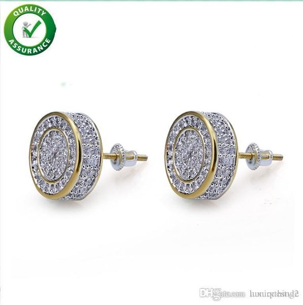 

designer earrings hip hop jewelry luxury mens stud earrings brand iced out diamond fashion gold silver for men bling crystal accessories, Golden;silver