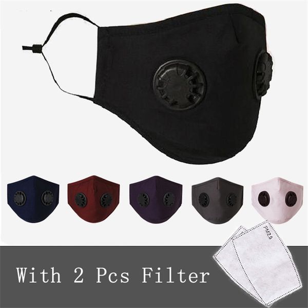 

double breathing valve fashion face mask dust-proof breathable reusable protective masks for men and women with 2 pcs filter