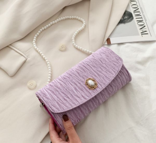 

2020 женщинами твердого тела плеча цветой ткани сумка ретро вскользь pearl цепи небольшой портативной сумки дама мода ужин сцепление