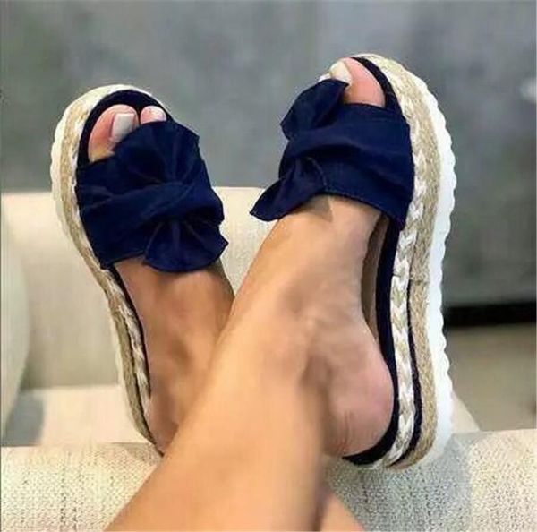 

women bow summer sandals slipper indoor outdoor flip-flops beach shoes female slippers 2020 summer fashion sandals shoes, Black