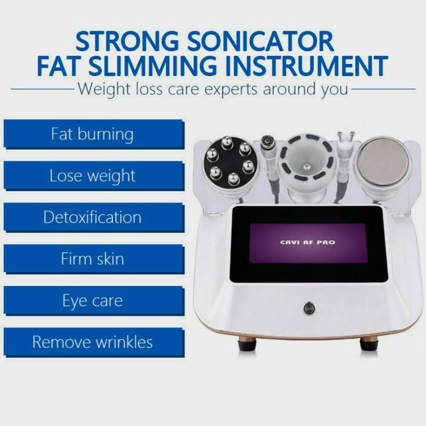 

professional 5 in 1 slimming skin tightening system facial rf vacuum ultrasound cavitation fat reduction cellulite removal machine, Black