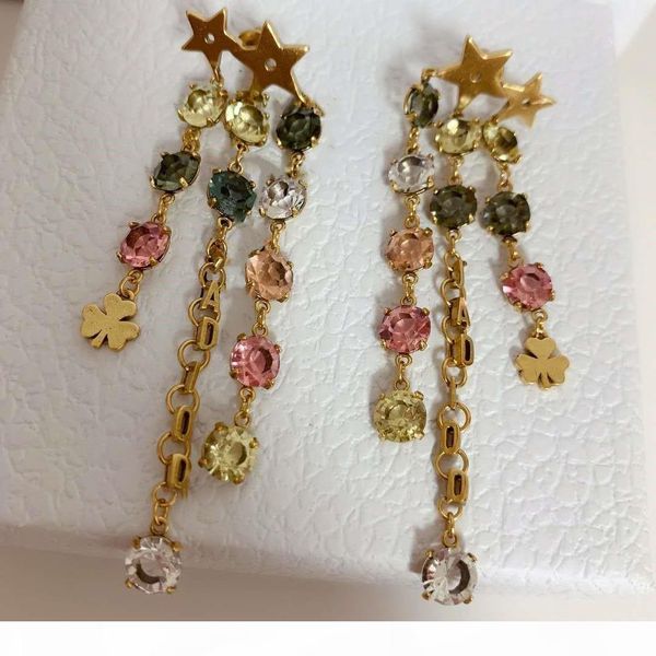 

i explosion models star color diamond letter tassel wild designer earrings luxury designer jewelry women earrings, Golden