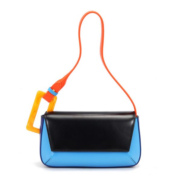

genuine leather shoulder bags for women small totes panelled purse baguette fashion lady handbag designer mahjong bag