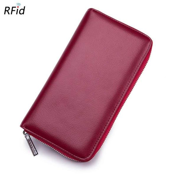 

wine red brown organ card bag men and women fashion long wallet passport rfid multi card position large capacity business card bag 6662