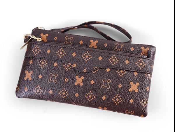 

designer bag 2020 newset fashion printing female clutch pu leather coin purse hand bag, Red;black