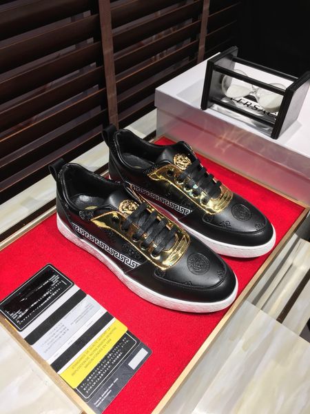 

2020u new genuine leather men's outdoor casual shoes large size fashion wild lace-up sneakers low-comfortable breathable tide shoes, Black