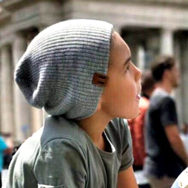 

warm baby woolen ins same solid color all-match wool knitted hat curled label children's fashion knitted hat fashion, Yellow