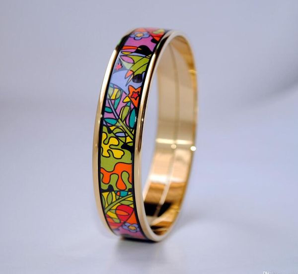 

Dream Garden Series 18K gold-plated enamel bangle bracelet for woman Advanced bracelets bangles width 15mm Fashion designer jewelry