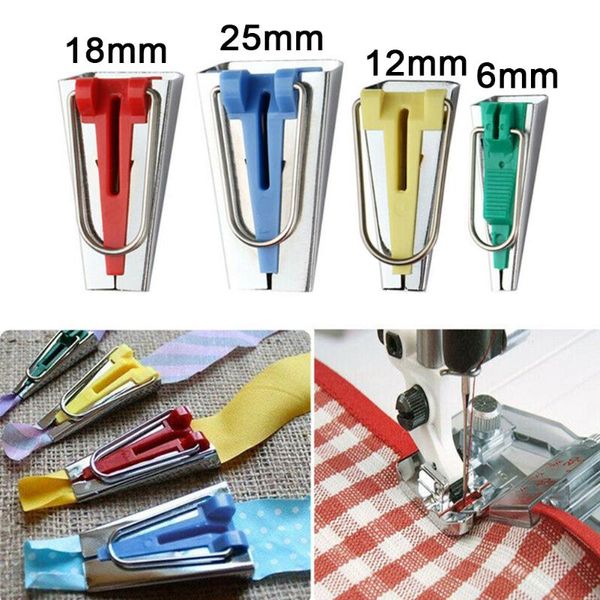 

sewing notions & tools fabric strip bias tape maker set 4 size 6mm 12mm 18mm 25mm quilting 1 makers diy accessories, Black
