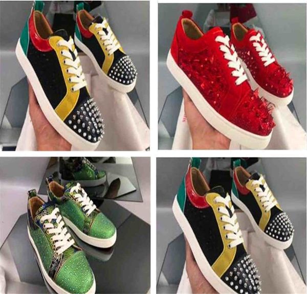 

лучшие christian louboutin shoes кроссовки red bottom обувь high cut замша шип обувь для мужчин и женщин обуви партии свадебного кристалла к, Black