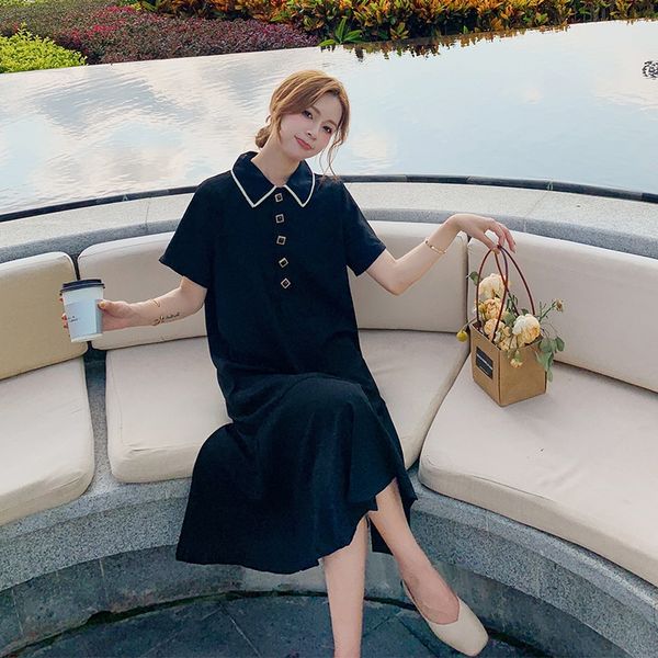 

07zts dress slimming temperament 2020 new summer korean style student french mid-length skirt children dress skirtfishtail skirt fishtail sk, Black;gray