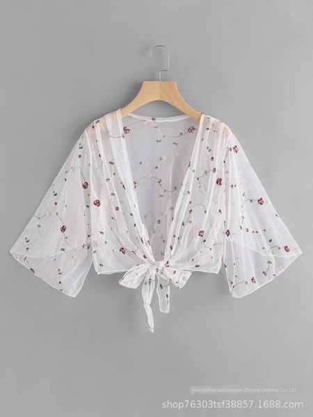 

sgrnv цветочная бабочка марли вышитые лук маленьких женщин блузке ... цветок top бабочки шали марли вышитый носовой платок малых женщин в, White