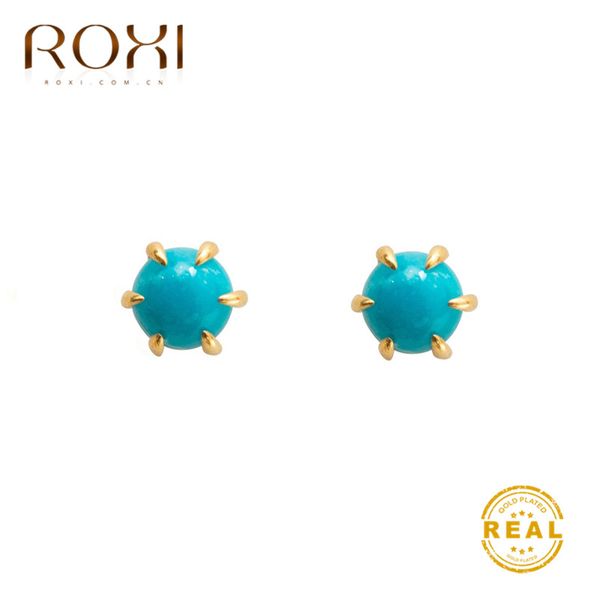 

roxi 2020 stud earrings for women girls gift boho jewelry synthetic turquoises earrings summer wedding pendientes mujer, Golden;silver