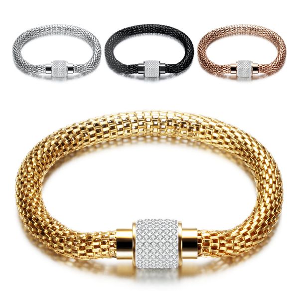 

titanium steel round net recommended men's and women's metal bracelet, Silver