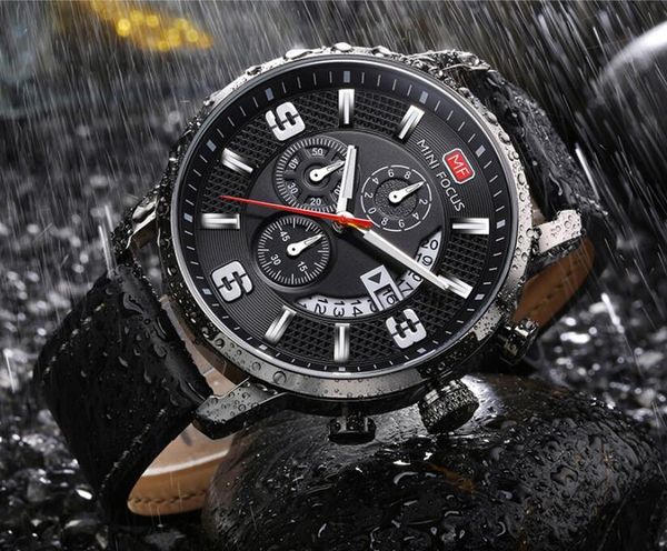 

2020 Relogio Masculino Watches Men Fashion Sport Stainless Steel Case Leather Strap Watch Quartz Business Watch Reloj Hombre, Bronze