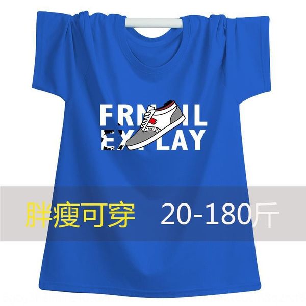 

wear 2020 summer wear thin short-sleeved children's t-shirt children's clothing t-shirt plus fat plus fat boys sports big size 9, Blue