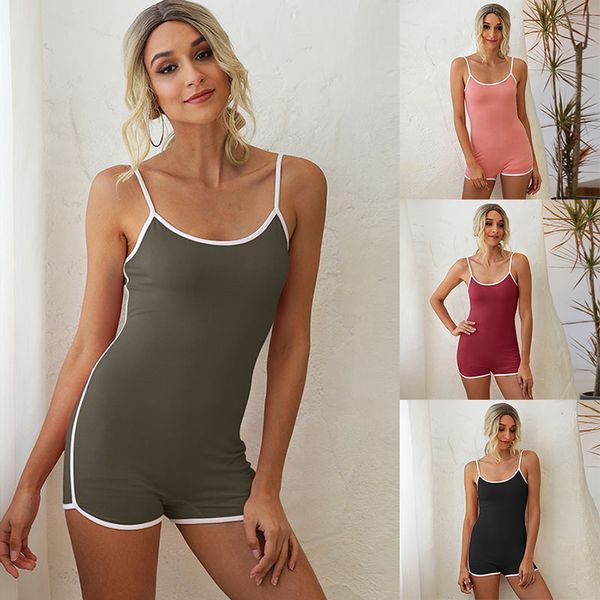

yoga outfits sport jumpsuit set women gym clothes clothing fitness workout suit running sleeveless shorts, White;red