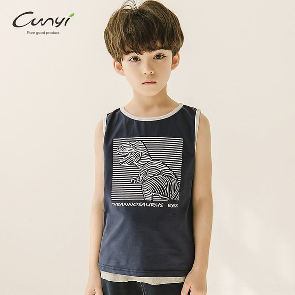 

pure one good clothing t- children's clothing children's vest boys 2020 new summer sports sleeveless t-shirt thin beach shirt fash, Blue