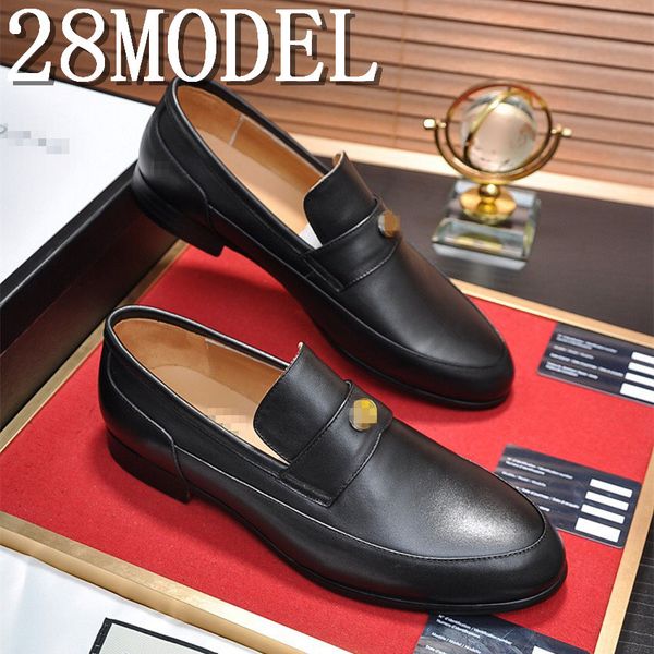 

fashion wedding dress formal shoes men italian coiffeur loafers men shoe leather party shoes for male red slip on flats, Black