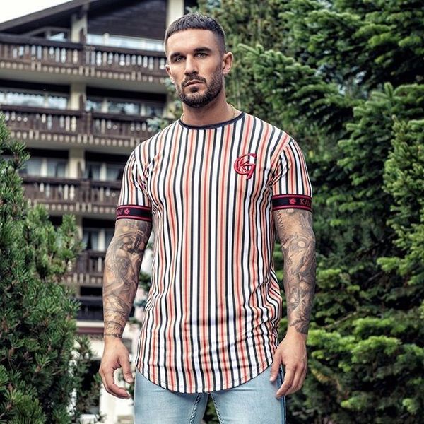 

Mens Sports T-shirt Mens Quick-drying Shirt 2020 Designer Breathable Fitness Short Sleeve Youth Fashion Striped Print Shirt Free Shipping