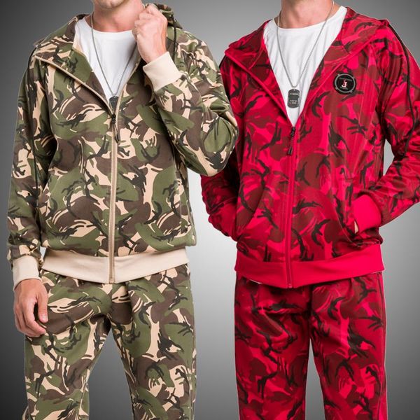 

men camouflage tracksuit set 2020 brand new sweat suit men sweatshirts sweatpants sportswear clothing male casual jogger sets, Gray